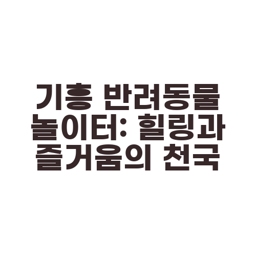 기흥 반려동물 놀이터: 힐링과 즐거움의 천국